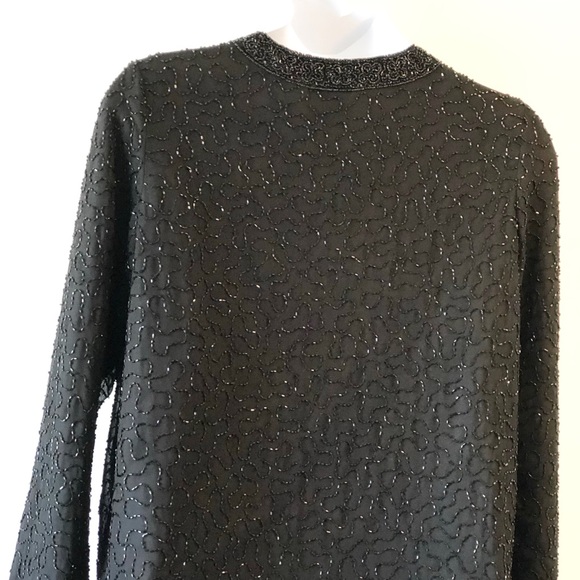 Lovely Black-beaded Jacket Size X-LARGE JMD New York - Picture 6 of 8